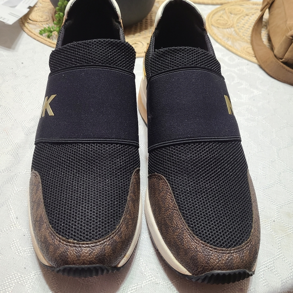 Michael Kors Black and Gold Slip-On Sneakers - Picture 2 of 5